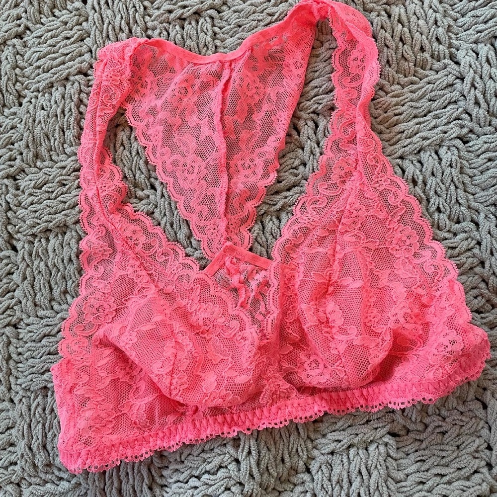 Hot pink lace bralette